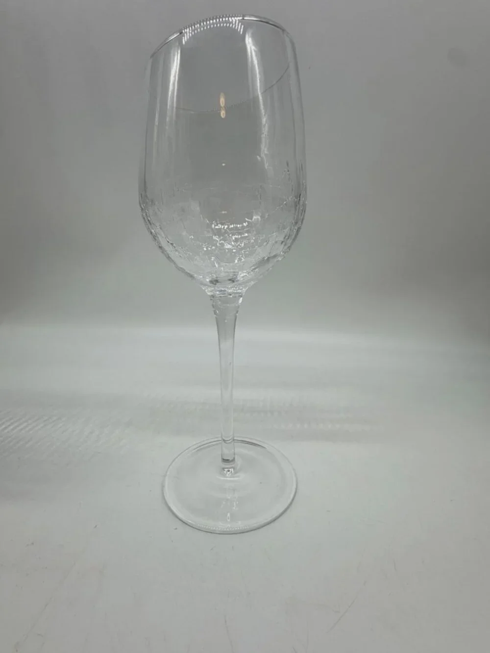 (2) Pier 1 Crackle Angled Rim Clear Slanted  Balloon Red Wine Glasses Disc 2017